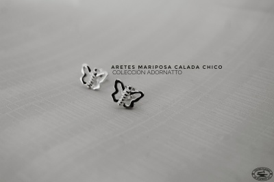 Aretes Mariposa Calada / chico, Adornatto, Centro Platero de Zacatecas A.C.